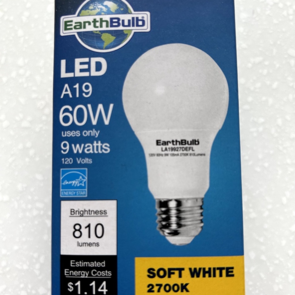Earth Bulb LED A19 60W - Dimmable Uses Only 9 watts Set of 4
